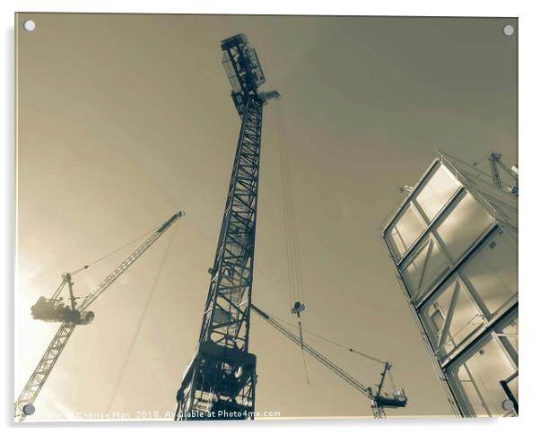 Split Tone Electrical Tower Cranes Of London  Acrylic by Cherise Man