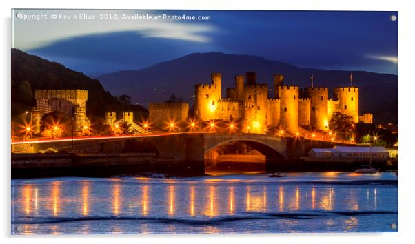 Illuminated Conwy Castle: A Welsh Spectacle Acrylic by Kevin Elias