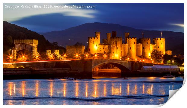 Illuminated Conwy Castle: A Welsh Spectacle Print by Kevin Elias