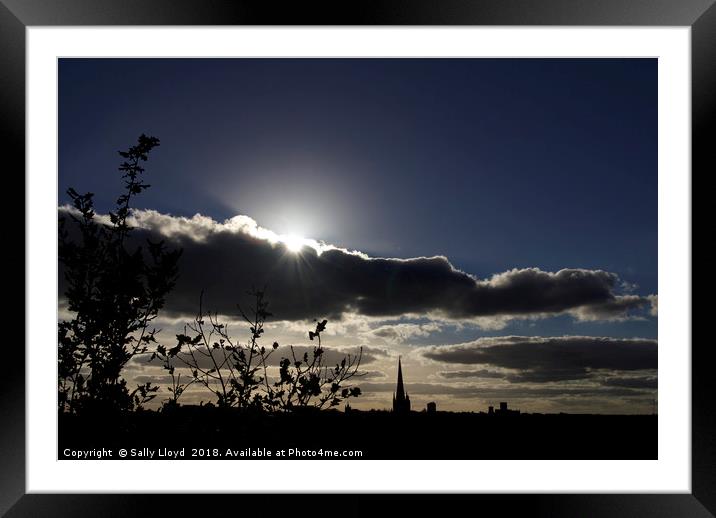 Norwich Cathedral Sunset Framed Mounted Print by Sally Lloyd