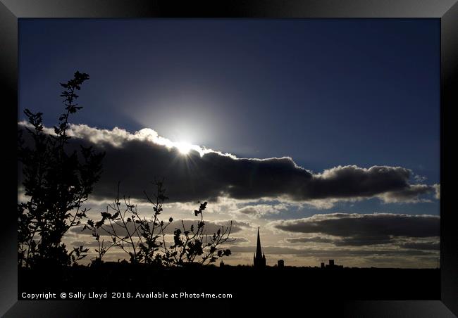 Norwich Cathedral Sunset Framed Print by Sally Lloyd