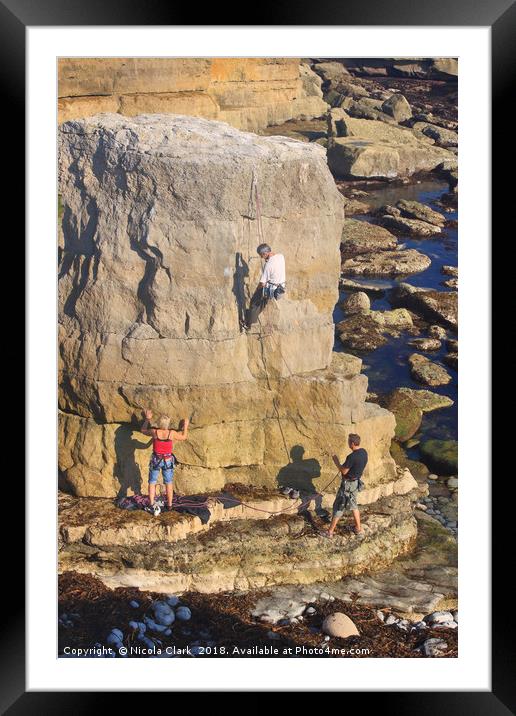 Rock Climbing Framed Mounted Print by Nicola Clark