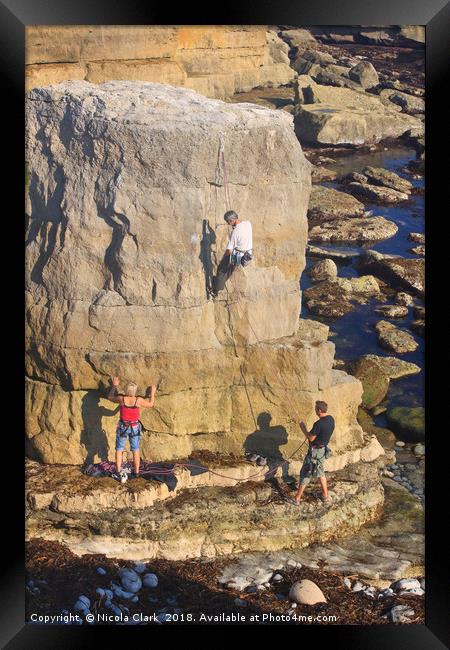 Rock Climbing Framed Print by Nicola Clark