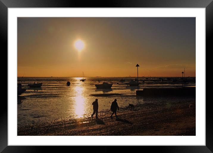 Sunset over Thorpe Bay beach Southend on Sea Framed Mounted Print by Andy Evans Photos
