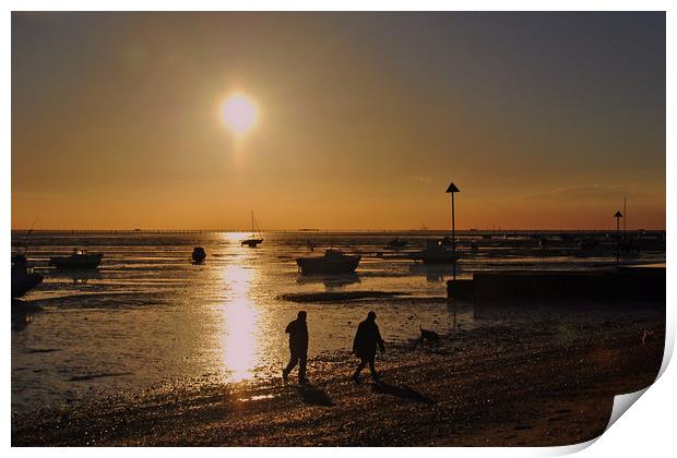 Sunset over Thorpe Bay beach Southend on Sea Print by Andy Evans Photos
