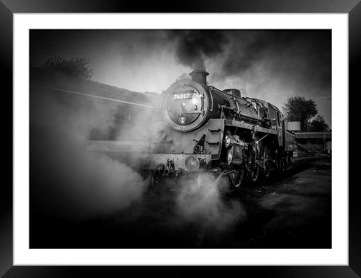The  Power of Steam Black &  White  Framed Mounted Print by Philip Enticknap