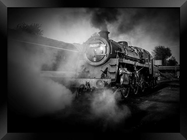 The  Power of Steam Black &  White  Framed Print by Philip Enticknap