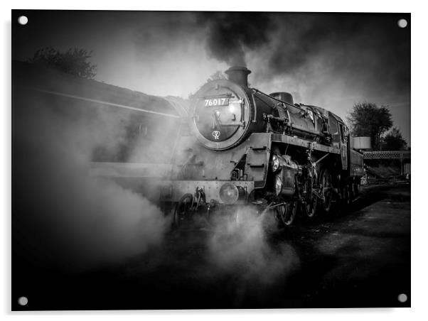 The  Power of Steam Black &  White  Acrylic by Philip Enticknap
