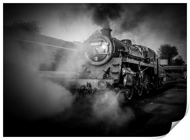 The  Power of Steam Black &  White  Print by Philip Enticknap