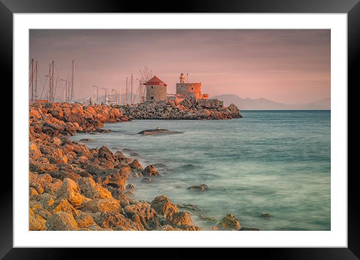 Rhodes Fort of St Nicholas Framed Mounted Print by Antony McAulay