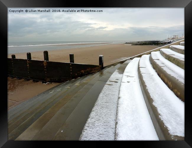 Snow on the Beach.  Framed Print by Lilian Marshall