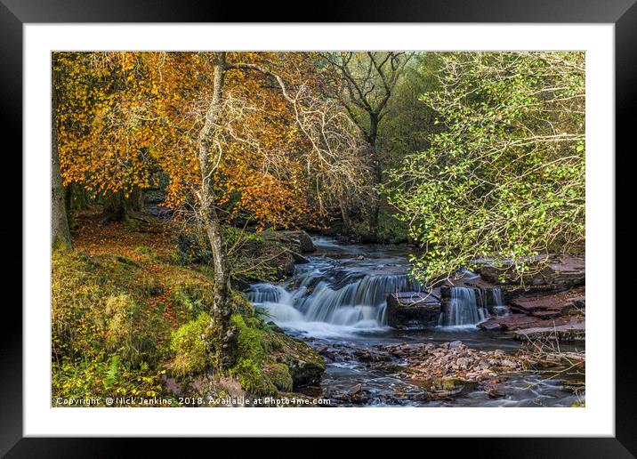 Waterfall on the Taff Fechan River  Framed Mounted Print by Nick Jenkins