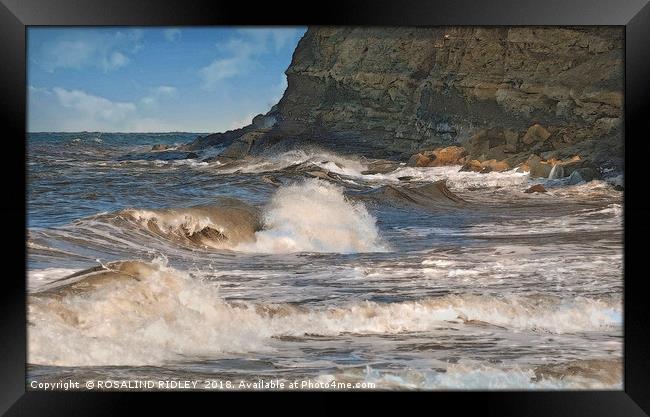 Sea and rock Framed Print by ROS RIDLEY