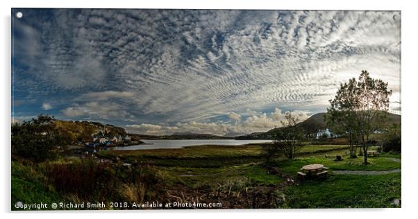 Interesting cloud patterns over Loch Portree  Acrylic by Richard Smith