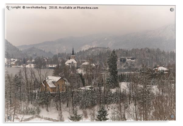 Wintry Bled In Slovenia Acrylic by rawshutterbug 