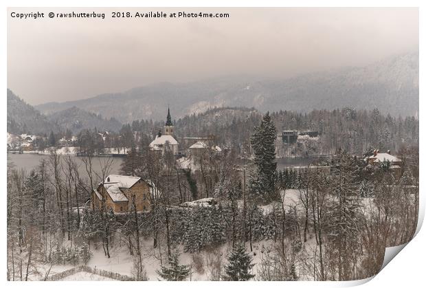Wintry Bled In Slovenia Print by rawshutterbug 