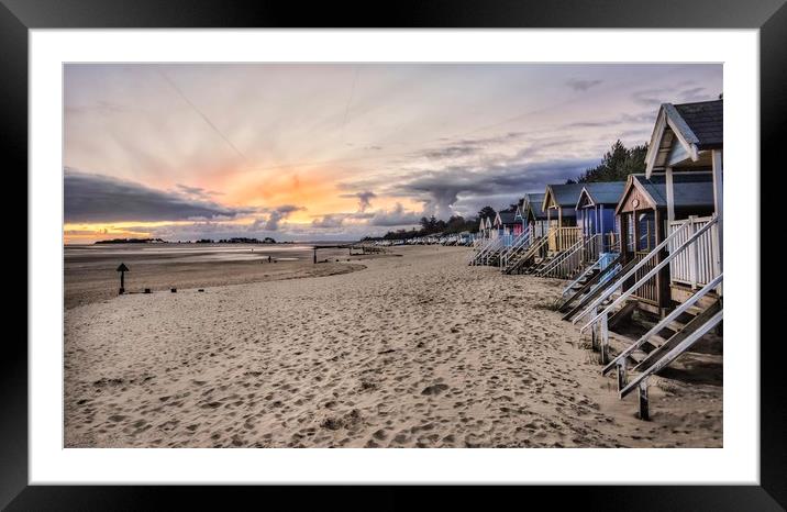 Beach hut sunrise - Wells-next-the-Sea Framed Mounted Print by Gary Pearson