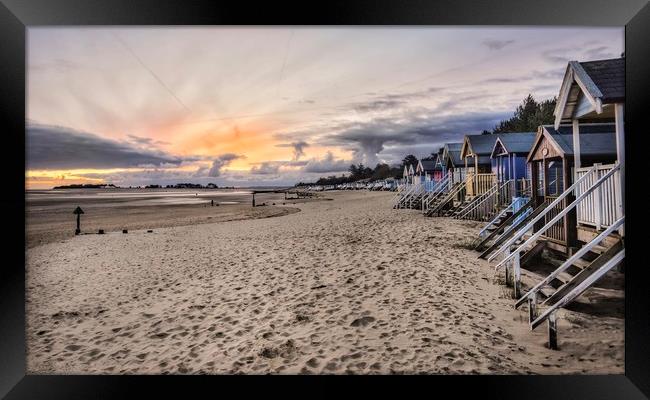 Beach hut sunrise - Wells-next-the-Sea Framed Print by Gary Pearson