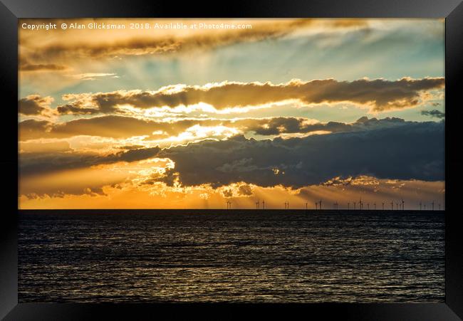 Sunset over Thanet Offshore Wind Farm Framed Print by Alan Glicksman