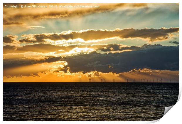 Sunset over Thanet Offshore Wind Farm Print by Alan Glicksman