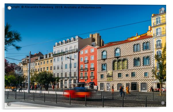 Azulejo tiled buildings in Alfama, Lisbon Acrylic by Alexandre Rotenberg