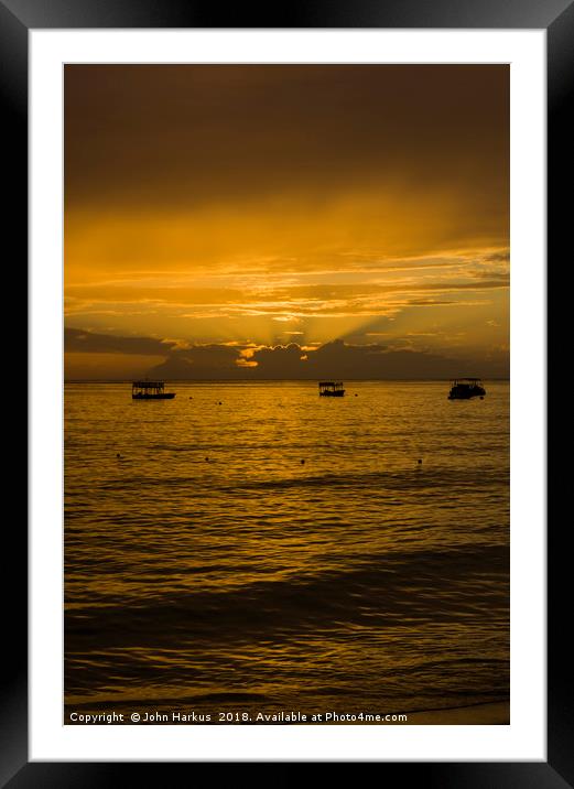 Sunset in Barbados Framed Mounted Print by John Harkus