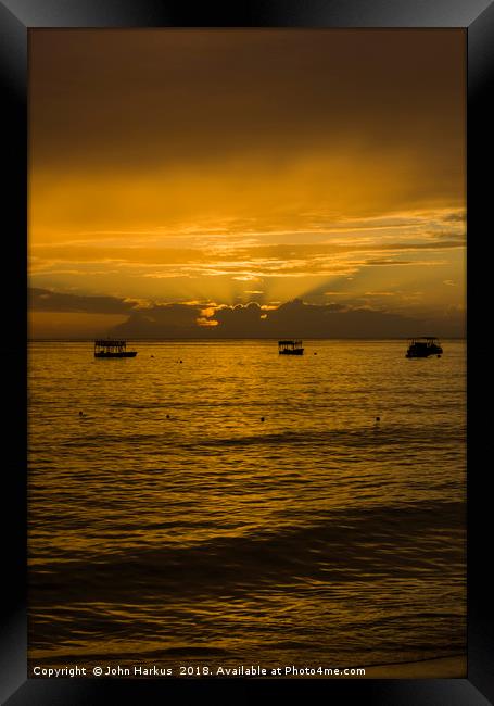 Sunset in Barbados Framed Print by John Harkus