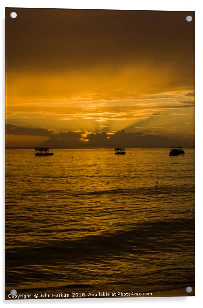 Sunset in Barbados Acrylic by John Harkus