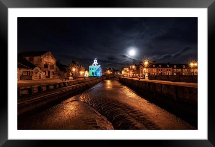 Moonrise over the old customs house and King’s Lyn Framed Mounted Print by Gary Pearson