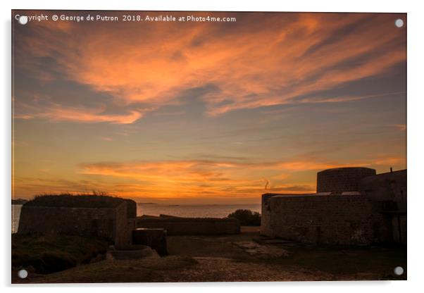 Sunset over Fort Hommet . Acrylic by George de Putron