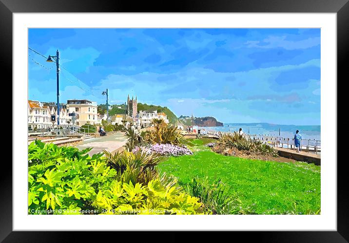 Teignmouth Promenade and town and beach in Devon Framed Mounted Print by Rosie Spooner