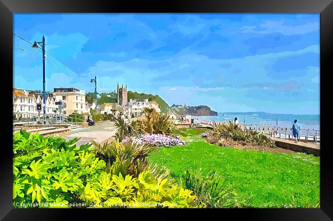Teignmouth Promenade and town and beach in Devon Framed Print by Rosie Spooner