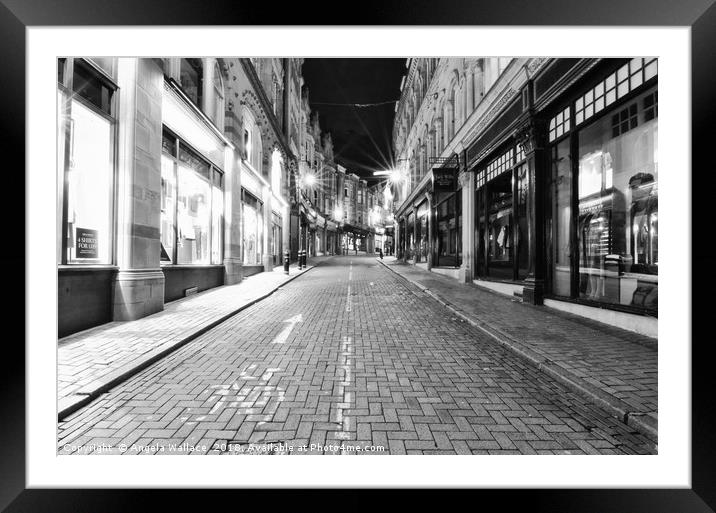 Cannon Street Birmingham black & white          Framed Mounted Print by Angela Wallace