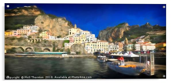 Italian village of Amalfi Acrylic by Phill Thornton