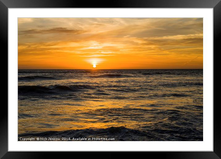 The Sun Setting over Llantwit Major Beach Glamorga Framed Mounted Print by Nick Jenkins