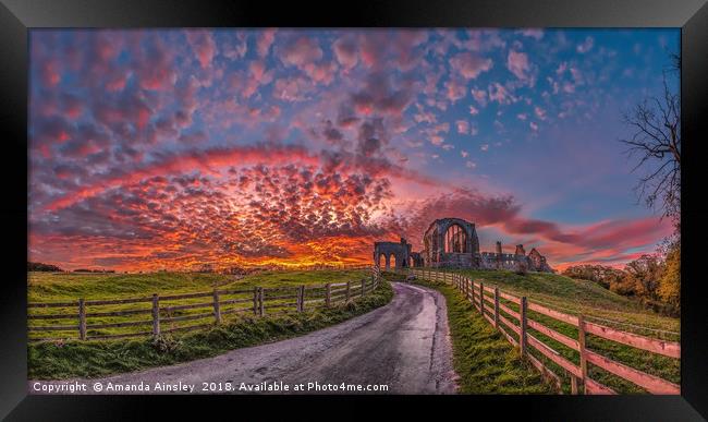 Majestic Sunset over Egglestone Abbey Framed Print by AMANDA AINSLEY