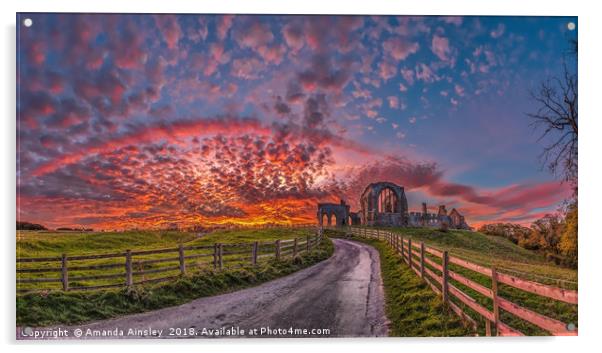 Majestic Sunset over Egglestone Abbey Acrylic by AMANDA AINSLEY