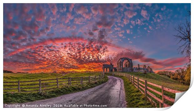 Majestic Sunset over Egglestone Abbey Print by AMANDA AINSLEY
