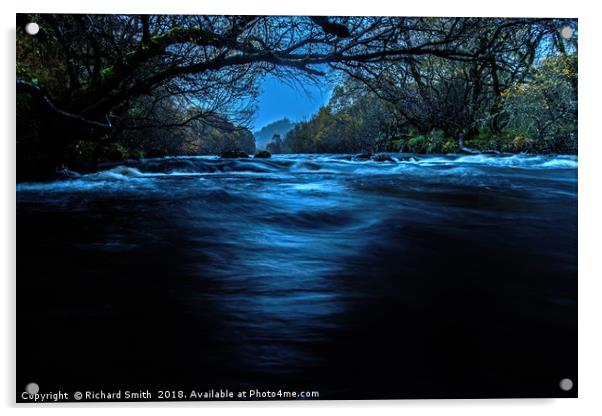 Autumn rains swell the River Varragill Acrylic by Richard Smith