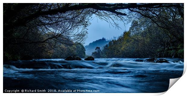 Autumn rains swell the River Varragill #2 Print by Richard Smith