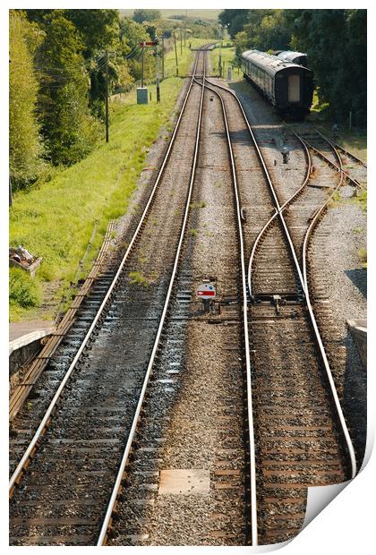 Railway tracks disappearing into the distance Print by Simon J Beer