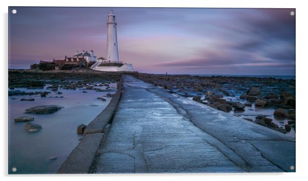 St Marys Lighthouse on Northumbrian Coast Acrylic by George Robertson