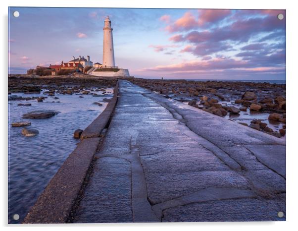 St Marys Lighthouse on Northumbrian Coast Acrylic by George Robertson