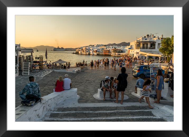Mykonos charm in the evening Framed Mounted Print by Naylor's Photography