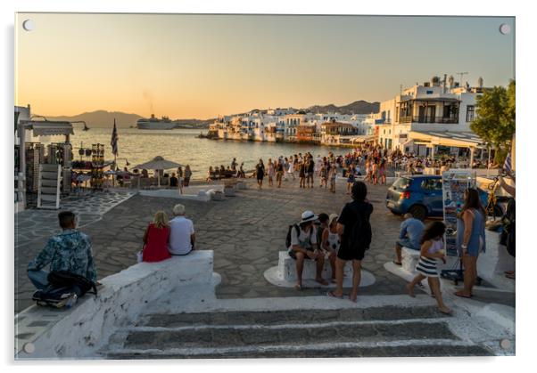 Mykonos charm in the evening Acrylic by Naylor's Photography