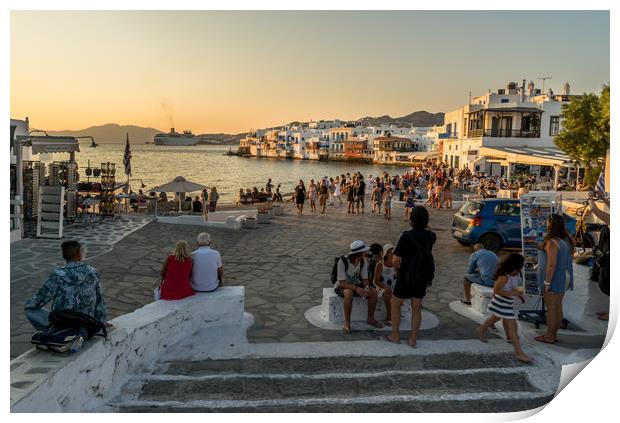 Mykonos charm in the evening Print by Naylor's Photography