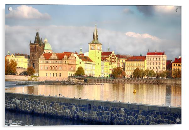 Prague  Charles Bridge Acrylic by Ceri Jones