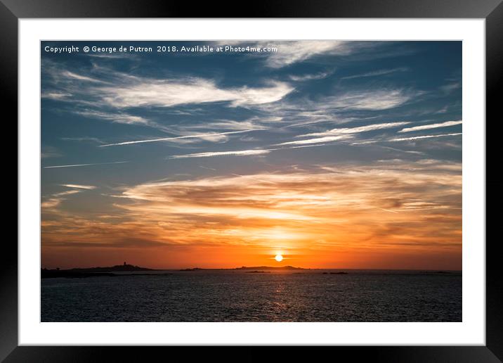 Sunset over Lihou Island Framed Mounted Print by George de Putron