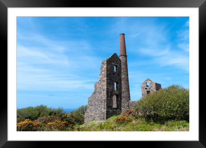 Carn Galver Tin Mine in Cornwall Framed Mounted Print by Linda Cooke