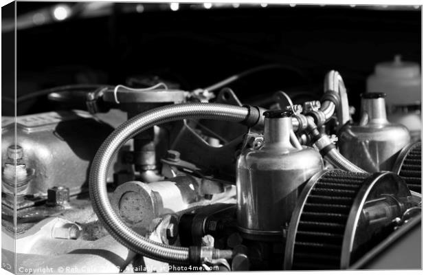 Twin SU Carburettors on a Classic Car Engine Canvas Print by Rob Cole